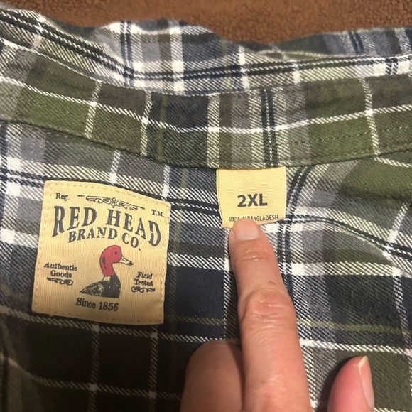 RedHead Casual Plaid Shirt in Green and Blue - Picture 5 of 5